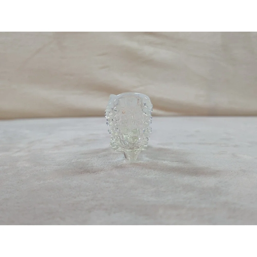 Vintage Fenton Opalescent Hobnail‎ Clear Glass Slipper Cat Head Shoe Figurine 6